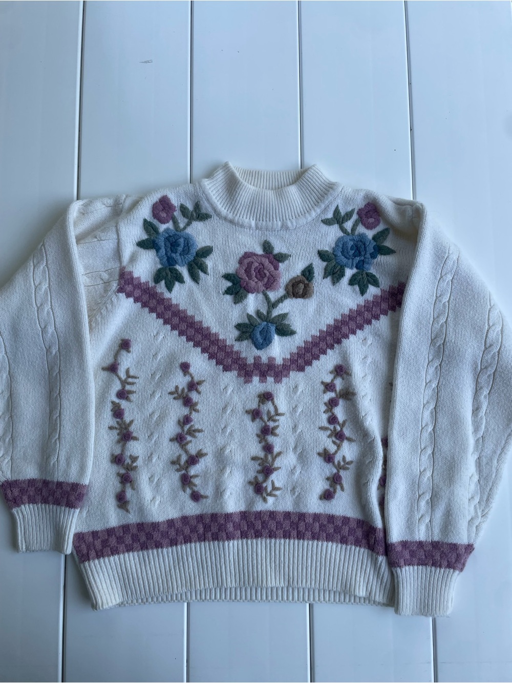 Vintage Alfred Dunner CottageCore Floral Sweater, Size LP